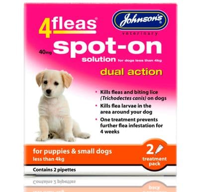 4Fleas spot on For puppies & small Dogs of 4kg