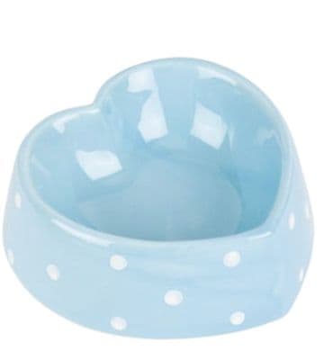 Blue polka dot heart bowl