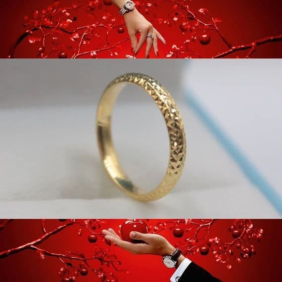 Alliance Mariage Fiançailles Facettes Or 18 K