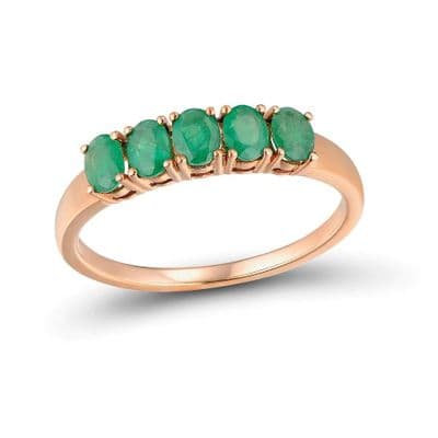 Bague 5 Emeraude Or 14 K