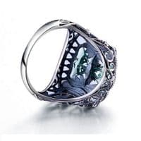 Bague Ancienne Cocktail de Fleur Aigue marine Argent massif 925