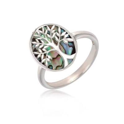 Bague Arbre de vie Nacre Abalone et Argent massif 925