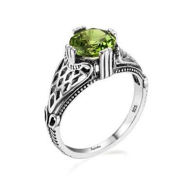 Bague Armure victorienne Péridot Argent massif 925