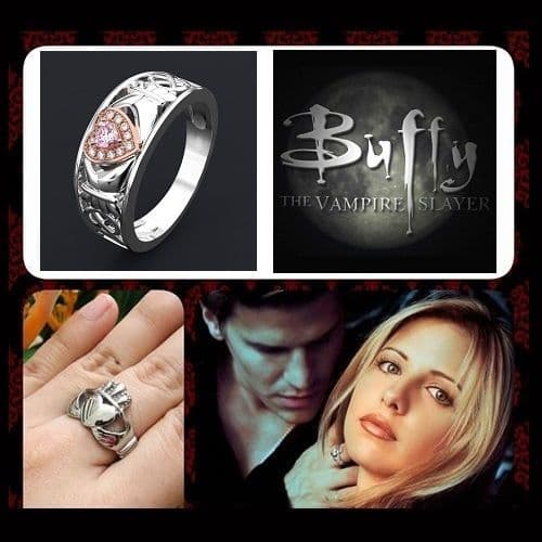 Bague Buffy contre les vampires Argent massif 925 saphir diamants