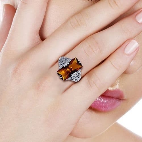 Bague ancienne argent et Ambre (D'occasion) à SAXON pour CHF 65 – avec