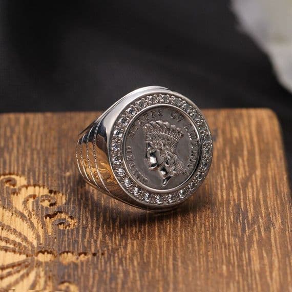 Bague chevalière Irishman Zircons Argent massif 925