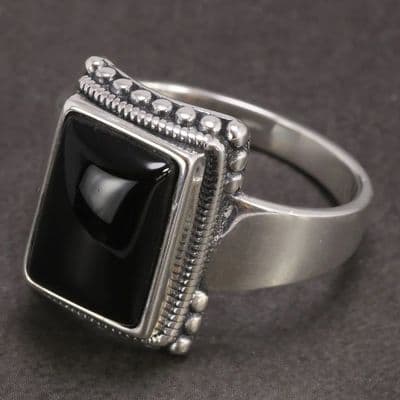 Bague Chevalière Lucifer Onyx noir Argent massif 925