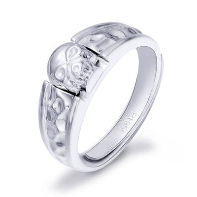 Bague chevaliere Skull Biker Or Platine 950 ou Argent massif 925