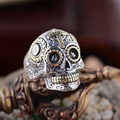 Bague crâne Mexicain Argent massif 925