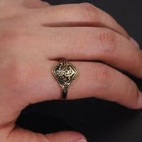 Bague Dark Souls Argent massif 925 Plaqué Or