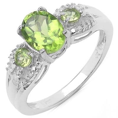 Bague de Fiancailles Péridot Argent massif 925