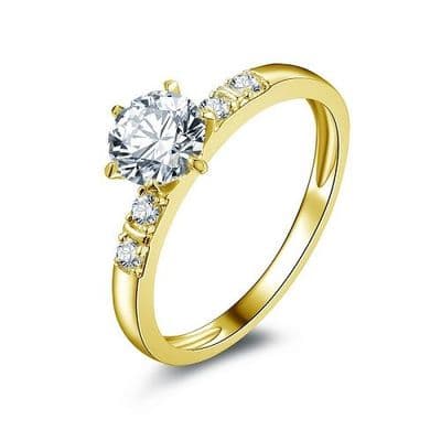 Bague Fiançaille Mariage Coco Or 10 k et Diamants