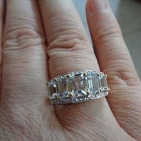 Bague Fiançailles 5 Aigue-marine Argent massif 925 Plaqué or