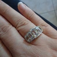 Bague Fiançailles 5 Aigue-marine Argent massif 925 Plaqué or