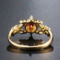 Bague fiançailles Diamant et Grenat Or 14 k