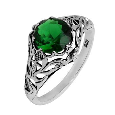 Bague Fiançailles Emeraude Victorienne Argent massif 925