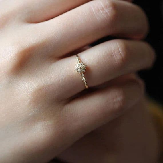 Bague Fiançailles La reine des neiges Elsa Flocon Or jaune 9K