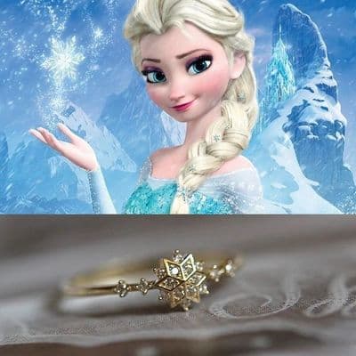 Bague Fiançailles La reine des neiges Elsa Flocon Or jaune 9K