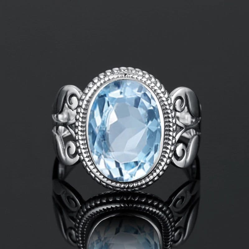 Bague Fiançailles Passion Aigue marine Argent massif 925