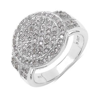 Bague Fiançailles Pavé Diamant Argent massif 925