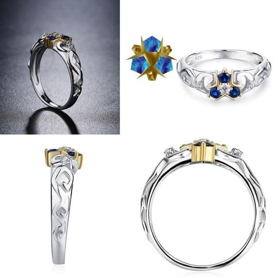 Bague Fiançailles Zelda Zora Saphir Diamant Argent massif 925