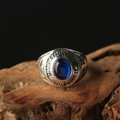 Bague Harley Davidson Motor cycles Saphir Argent massif 925