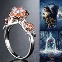 Bague Mariage La Belle et la Bête Rose Diamant Or 14 K