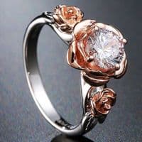 Bague Mariage La Belle et la Bête Rose Diamant Or 14 K