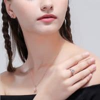 Bague Mariage La Belle et la Bête Rose Diamant Or 14 K