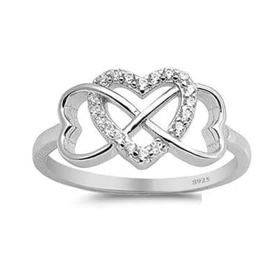 Bague Multi Coeur Diamants Moissanites Argent massif 925