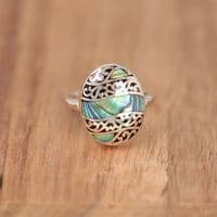 Bague Nacre Abalone Dentelles Argent massif 925