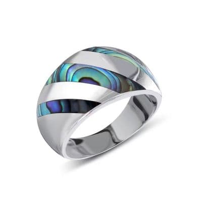 Bague Nacre Abalone Striée Argent massif 925