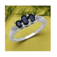Bague Saphir et Topaze blanche Argent massif 925