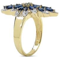 Bague Saphir Marquise Argent massif 925 Plaqué Or