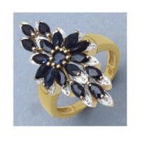 Bague Saphir Marquise Argent massif 925 Plaqué Or