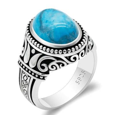 Bague Turquoise Vintage Thai Homme Argent massif 925