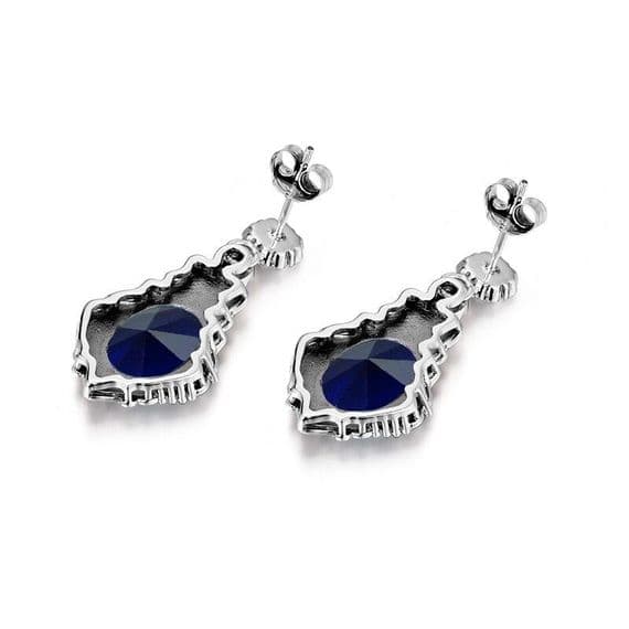 Boucles D'oreilles Puces Saphir Bleu 5mm - Argent Massif 925/1000 - Neuves Avec étiquettes, Marque Bijouxia