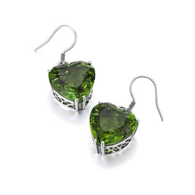 Boucles d'oreilles Coeur Péridot Argent massif 925