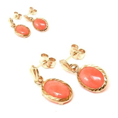 Boucles d'oreilles Corail Or jaune 9 K