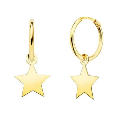 Boucles d'oreilles Créoles Etoile Or jaune 18K