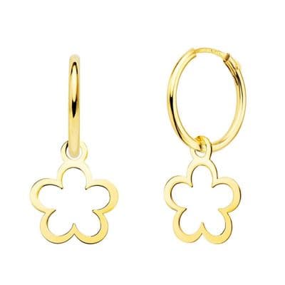 Boucles d'oreilles Créoles Fleur Or jaune 18K