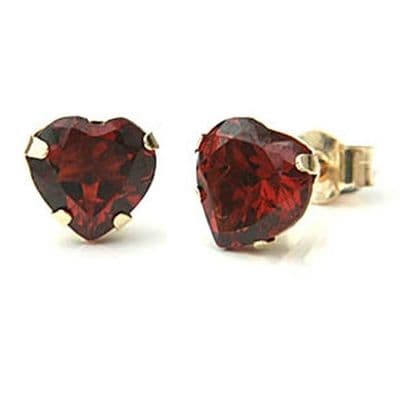 Boucles d'oreilles Or 9 k Grenat Coeur