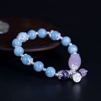 Bracelet Aigues-marines et Améthystes naturelles Argent massif 925