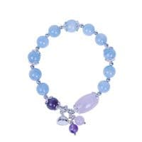 Bracelet Aigues-marines et Améthystes naturelles Argent massif 925