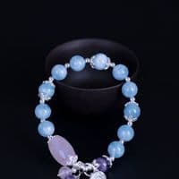 Bracelet Aigues-marines et Améthystes naturelles Argent massif 925