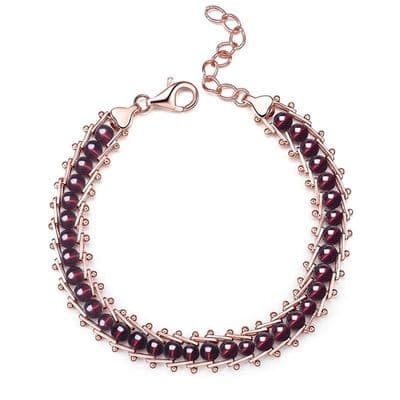 Bracelet Charme Grenat Argent massif 925 Plaqué or