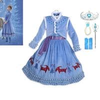 Costume Robe La Reine des Neiges Joyeuses Fêtes avec Olaf Anna Enfant