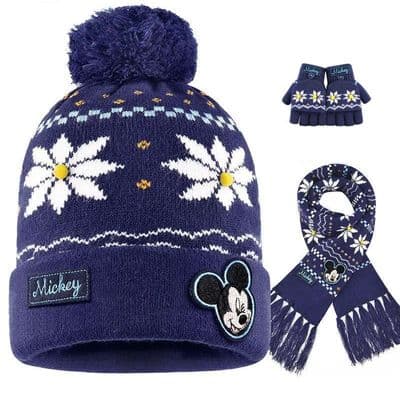 Ensemble Bonnet Echarpe Mitaines Mickey Disney Enfant