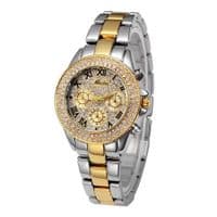 Montre Femme Luxe Cristaux de Swarowski Acier Plaqué or Miss Fox