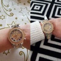 Montre Femme Luxe Cristaux de Swarowski Acier Plaqué or Miss Fox